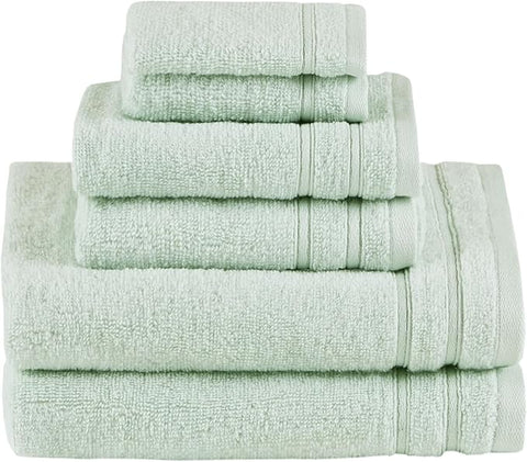 Comfort Spaces Luxury Bath Set - 6 Pieces (2 Bath Towels, 2 Hand Towels, 2 Washcloths) - 100% Cotton, Quick-Dry - Lightweight, Soft Seafoam Green