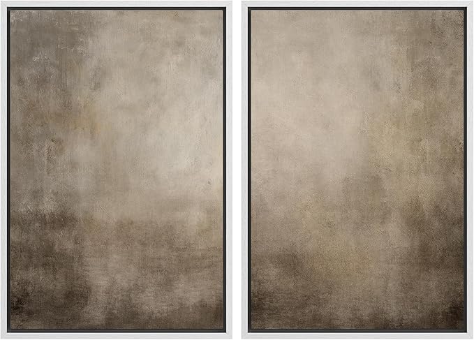 MUDECOR Framed Canvas Print Wall Art Monochromatic Gradient Abstract Minimalist Gray Illustrations Modern Art Decorative Bohemian Colorful Chic for Living Room, Bedroom, Office - 16"x24"x2 White