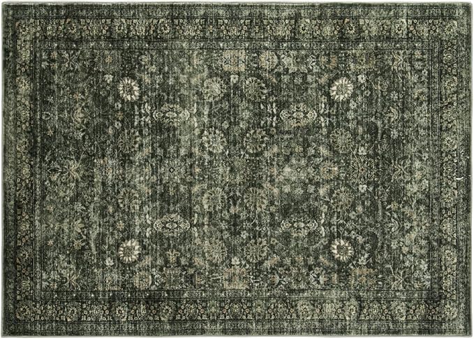Morebes Washable Green 5x7 Area Rugs, Vintage Soft Bedroom Rug Non Slip, Non-Shedding Distressed Indoor Floor Throw Carpet for Bathroom Kitchen Living Dining Room Playroom Farmhouse
