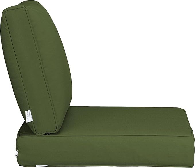 UIXE 24.5" Deep Seat Outdoor Cushion Set with Back Pads, Patio Furniture Cushions, Sectional Sofa Bistro Chair Cushion - Green, Set of 6
