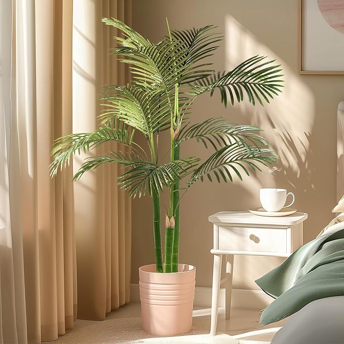 Artificial Palm Tree, Tall Tropical Palm Tree Faux Palm Plant for Indoor Outdoor Office House Living Room Home Decor