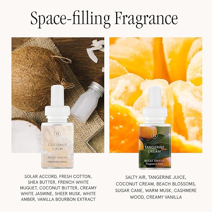 Pura Smart Home Fragrance Device Starter Set - Pura 4 - Scent Diffuser for Home - Includes Fragrance Aroma Diffuser - Square Box, Coconut Calm and Tangerine Dream Scent Refills