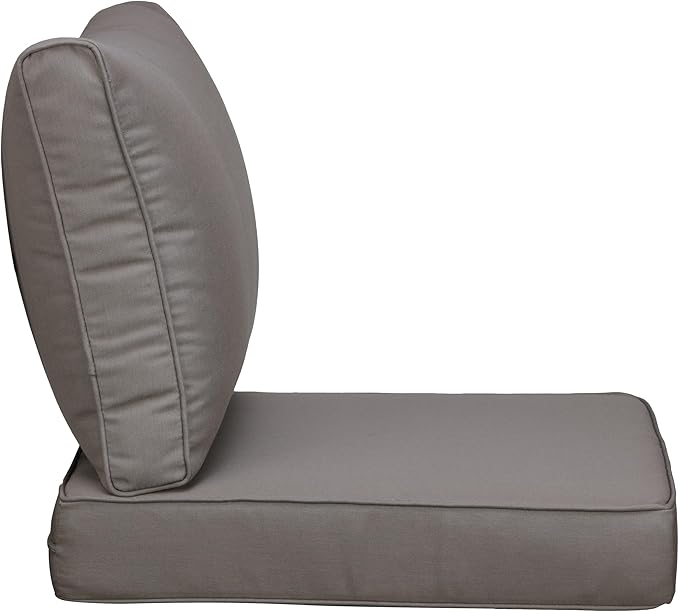 UIXE Outdoor Deep Seat Cushion Set with Slipcovers, Patio Furniture Cushions & Back Pads, Sectional Sofa Bistro Chair Cushion - Coffee, Set of 2