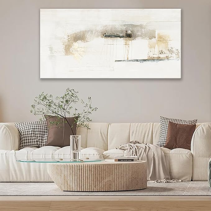 QSQ Abstract wall Art off White Decor Modern Canvas Wall Prints Abstract Wall Decor Suitable for Bedroom apartment Office Dining Room Wall Decor Can Be Hung 24"x48"