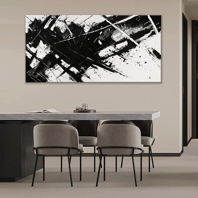TAIJXAGSG Large Abstract Wall Art For Living Room Abstract art Grunge Room Canvas Art Wall Decor 29" X 58" Painting Black And White Wall Art For Bedroom Office Home Wall Decor