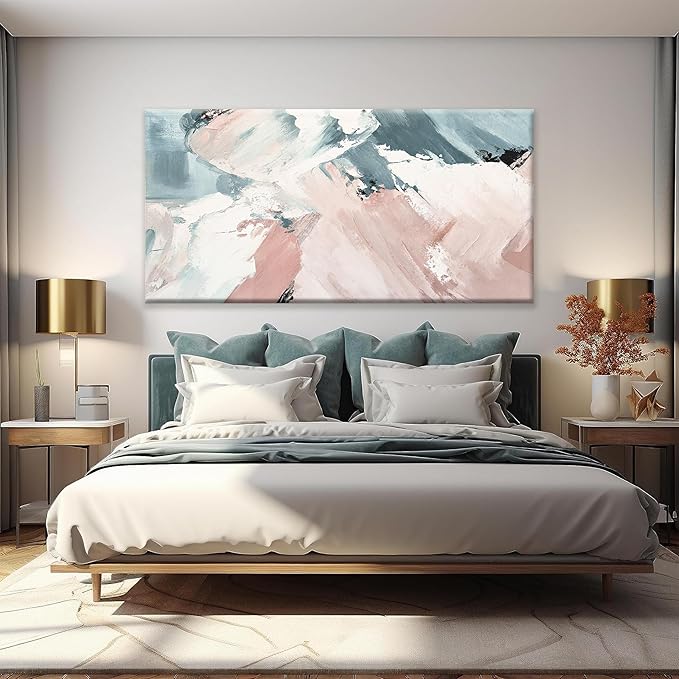 TAIJXAGSG Pink Abstract Wall Decor Painting Canvas Art Wall Decor Print Artwork Colorful Large Abstract Wall Art For Living Room Home Office Decoration 29x58 Inch Wall Hanging Decor