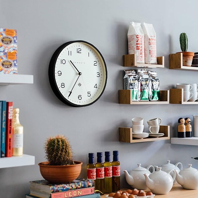 NEWGATE® Number Three Echo Wall Clock | Modern Round Clock | 14.5 inch | Black | Easy to Read Numbers | Ideal for Kitchen, Living Room or Office