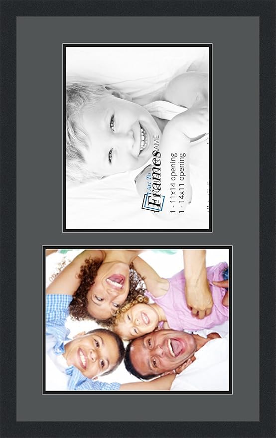 Art to Frames Double-Multimat-778-41/89-FRBW26079 Collage Photo Frame Double Mat with 2 - 11x14 Openings and Satin Black Frame