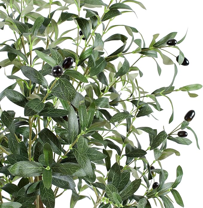 Artificial Olive Tree with White Tall Planter, 5ft Tall Potted Decorative Fake Olive Tree, Large Faux Silk Tree for Home Office Floor Room Decor Plant Indoor Outdoor, Housewarming Gift