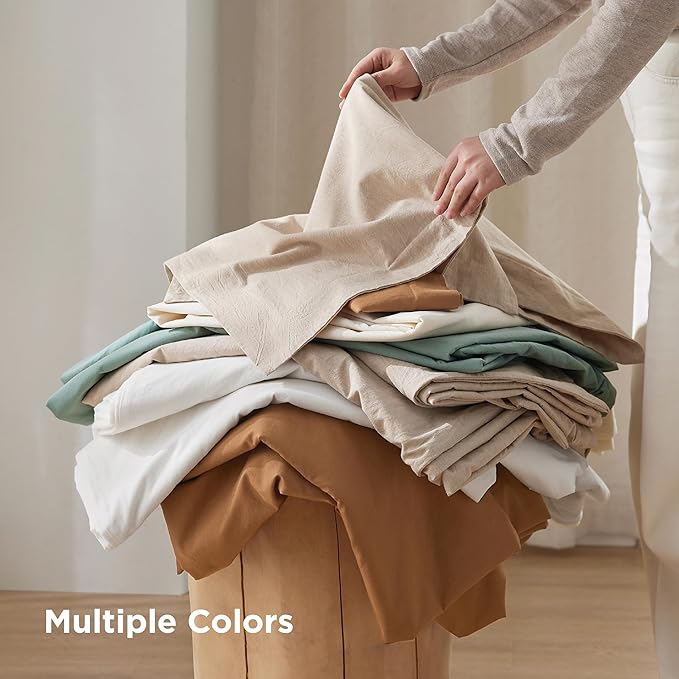 Bedsure 100% Washed Cotton Duvet Cover Oversized Queen - Muted Brown Minimalist Duvet Cover Linen Like - GentleSoft™ Plain Simple Bedding, 3 Pieces (Muted Brown, Oversized Queen, 98"x98")