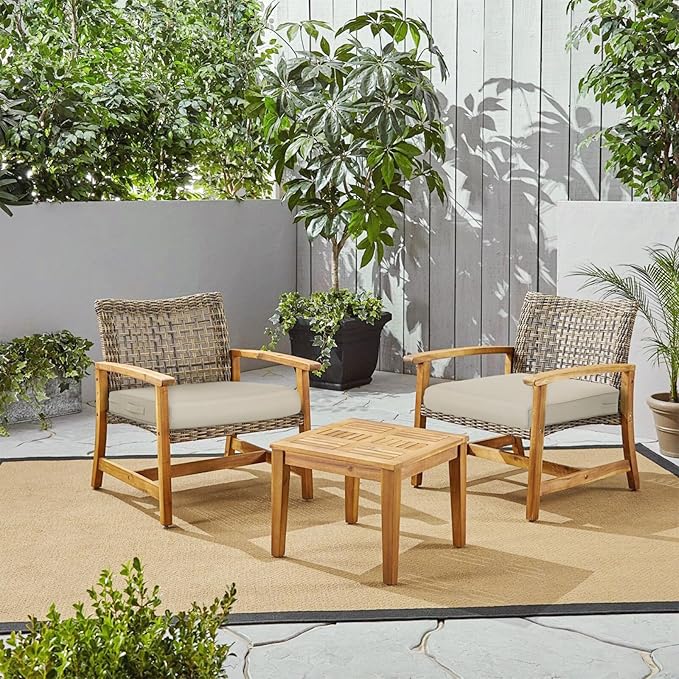 BPS 24x24 Inch Deep Seat Outdoor Cushion, Khaki Fade-Resistant and Water-Resistant Patio Chair Cushion for Wicker Chairs, Sofas, Love Seats