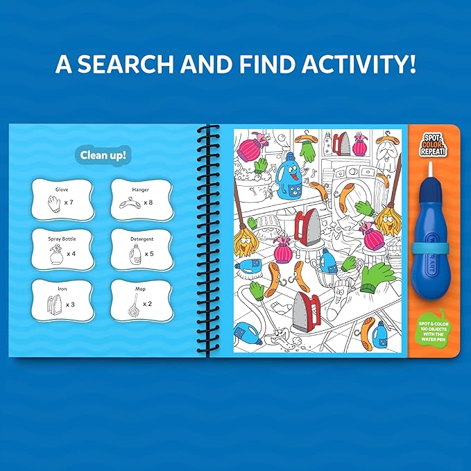 Skillmatics Reusable Search & Find Book - Water Spotter, Mess-Free, Fun Learning Activity, Travel Toy, Gifts for Boys & Girls Ages 4, 5, 6, 7, 8