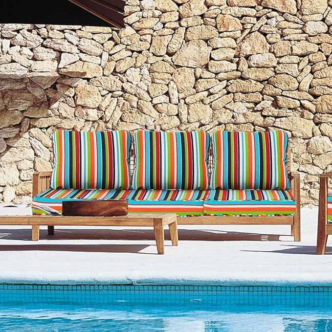 Sundale Outdoor Sunbrella Deep Seat Cushions, Patio Acrylic Sectional Sofa Couches Cushion and Pillow, Water-Resistant Furniture Replacement Cushions, 23 x 26 x 4 inches - Carousel Confetti