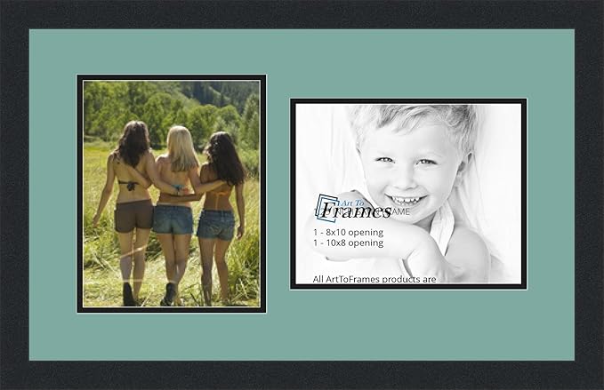 ArtToFrames Double-Multimat-107-818/89-FRBW26079 Collage Photo Frame Double Mat with 2-8x10 Openings and Satin Black Frame