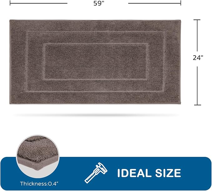 PURRUGS Machine Washable Kitchen Rug 24" x 59", Non-Slip/Skid Hallway Runner Rug, Super Absorbent Soft Area Rug for Kitchen, Hallway & Laundry, Grayish Brown