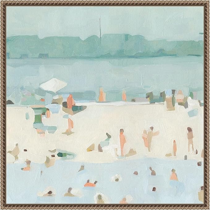 Amanti Art Framed Canvas Wall Art 22x22 Sea Glass Sandbar I by Emma Scarvey, Framed Wall Art Canvas, Abstract Artwork, Traditional Decor, Medium Poster Painting for Living Room, Bedroom, Bathroom,