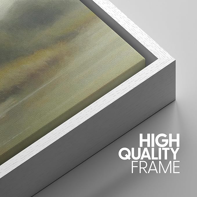 SIGNWIN Framed Wall Art Print Set Misty River Landscape Soft Neutral Nature Scene Photography Modern Art Closeup Relax/Calm Dark for Living Room, Bedroom, Office - 24"x36"x3 White