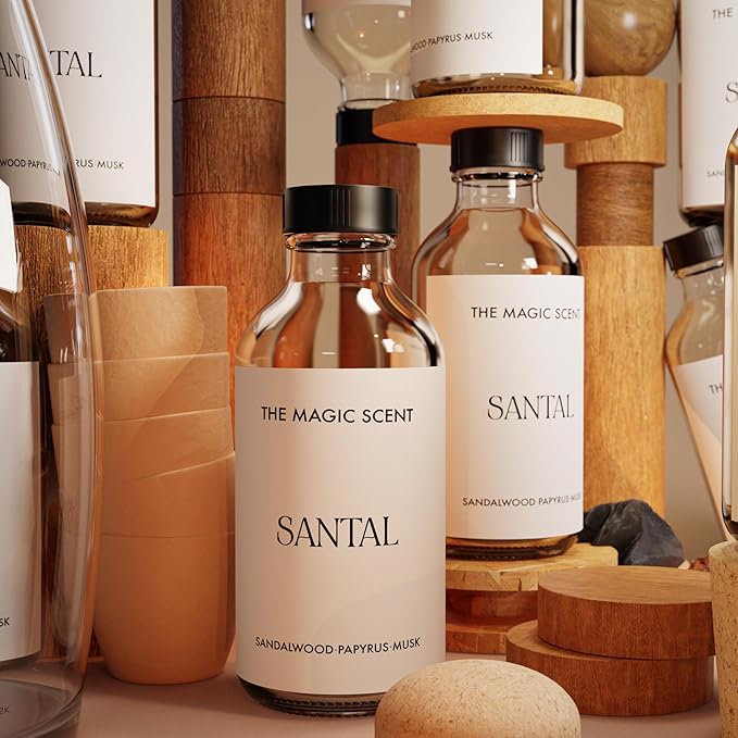 Santal Diffuser Oil - Fragrance Oil Scent - Cold-Air & Ultrasonic Santal Essential Oil - Aroma Diffuser Oils Scents for Home - Sandalwood, Musk & Cardamom - 16.9 fl oz, 500 mL