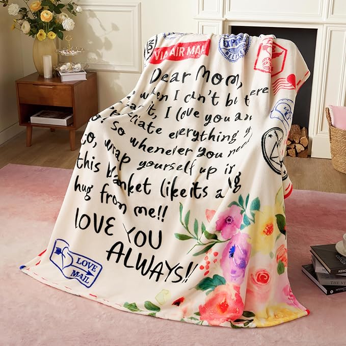 Joiedomi Mothers Day Blanket Gifts for Mom Soft Flannel Mom Blanket for Wife Grandma Birthday Present for Women from Daughter Son 50" x 60" Colorful