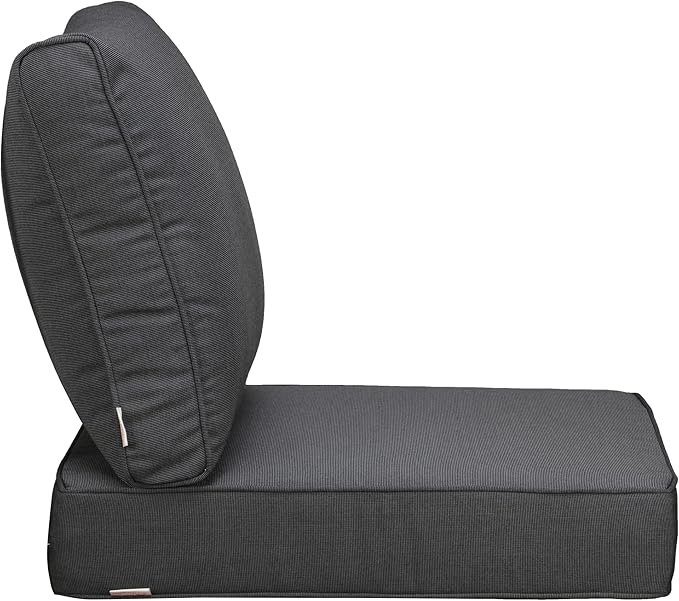 UIXE Outdoor Deep Seat Cushion Set with Slipcovers, Patio Furniture Cushions & Back Pads, Sectional Sofa Bistro Chair Cushion - Gray, Set of 6