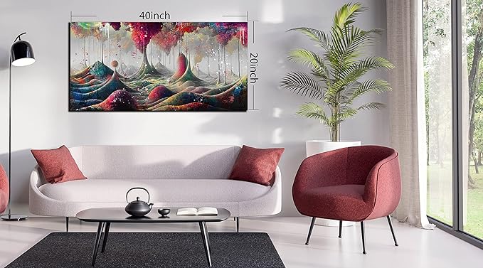 JKWALL77 Mountain Wall-Decor - Graffiti Poster Wall Art - Abstract Canvas Wall Art For Living Room Ready To Hang Size 40" x 20"