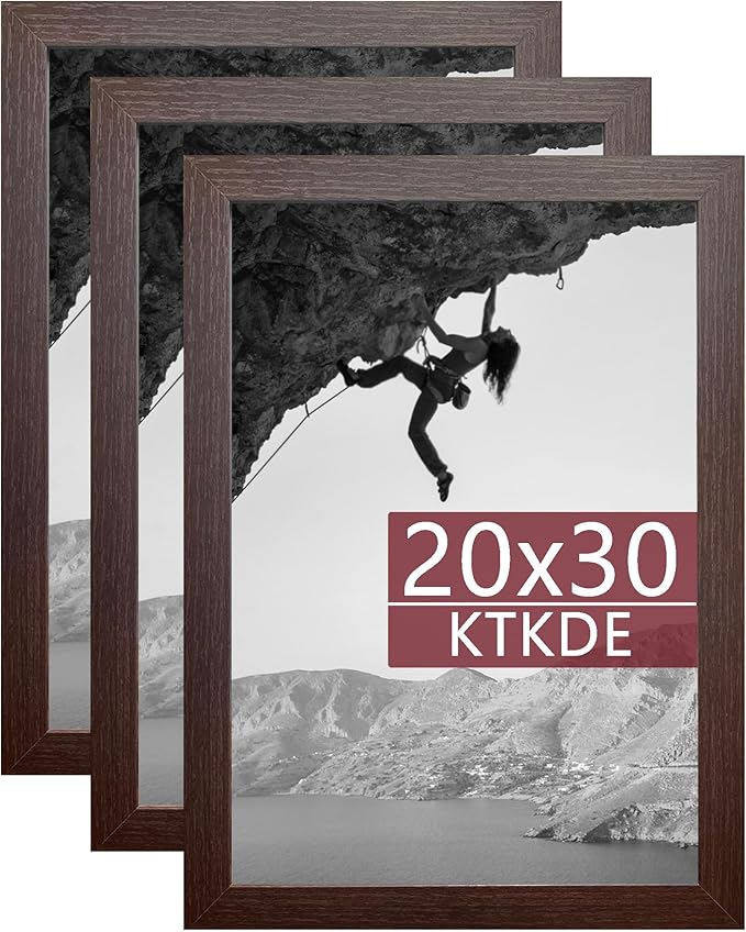 KTKDE 20x30 Poster Frame 3 Pack, 30 x 20 Picture Frames Wooden with Polished Plexiglass,Horizontal or Vertical Wall Mounting Hanging Large Studio Gallery Photo Frames Wall Art