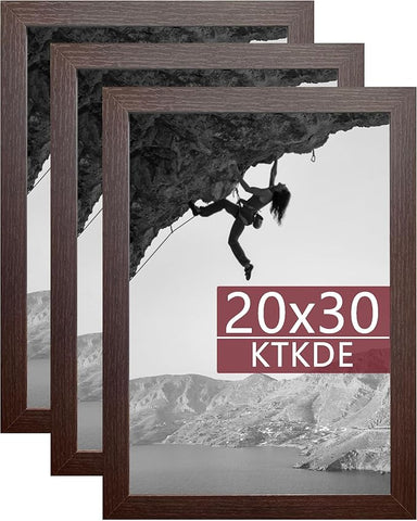KTKDE 20x30 Poster Frame 3 Pack, 30 x 20 Picture Frames Wooden with Polished Plexiglass,Horizontal or Vertical Wall Mounting Hanging Large Studio Gallery Photo Frames Wall Art