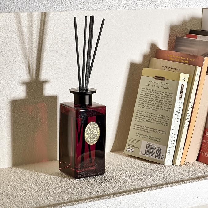 M&SENSE 10.14 oz Large Reed Diffuser Set | Red Camelia Scent Home Oil Diffuser with Sticks |Hotel Collection Non-Toxic Essential Oil |for Bedroom Bathroom Living Room