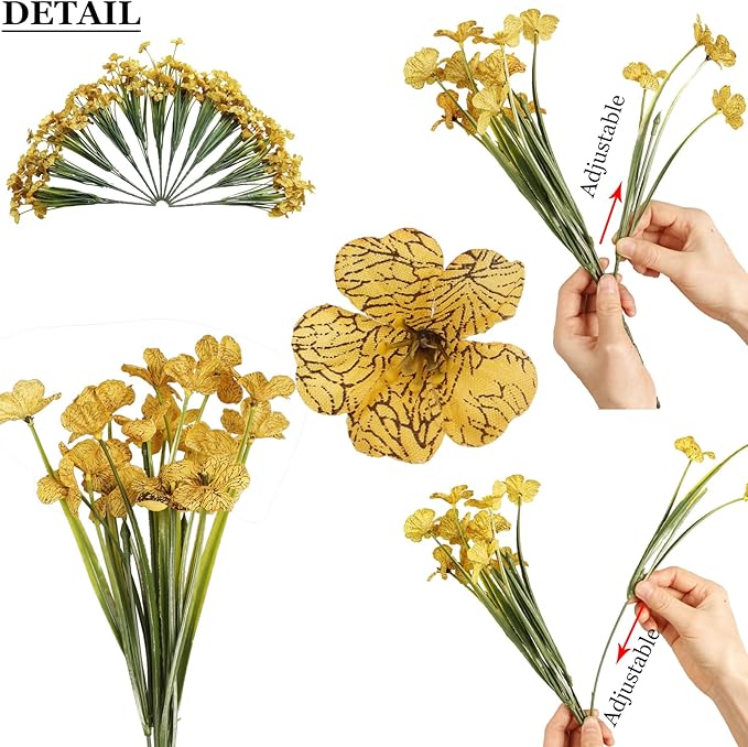 BIHRTC Artificial Hanging Plants Flowers Faux Autumn Yellow Morning Glory Look Real Orange Daisy Flowers Hang Planter for Porch Patio Balcony Home Outside Garden Decoration