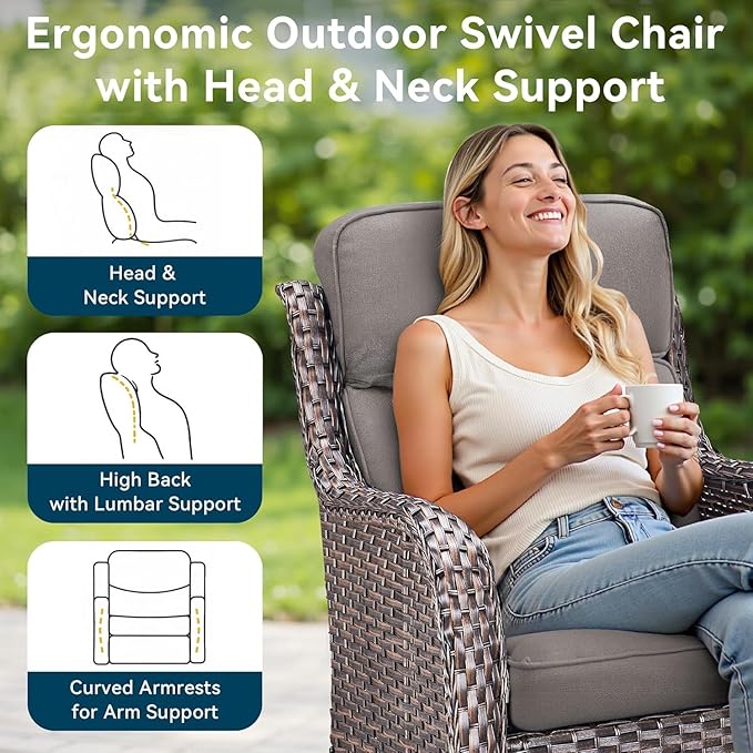 Outdoor Chair Cushions Set of 2-22 x 25 Inch Fade Resistant Patio Chair Cushions Outdoor Seat Cushions for Patio Furniture Chair Sofa Couch-Grey