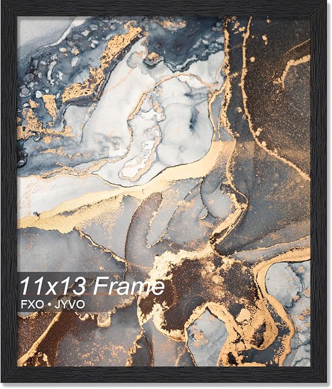 Engineered Wood 11x13 Picture Frame, Black Frame for 11 x 13 Inch Picture Poster Photo, Light Weight 11 by 13 Frame with Wood-grain for Wall - 1 Pack/Black/11 x13