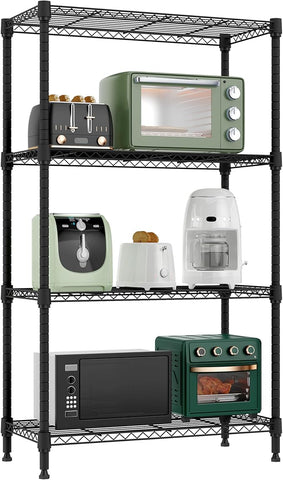 1000 lbs 4 Tier Shelf Metal Storage Shelves Wire Rack Closet Organizers for Garage Kitchen Bathroom Laundry Black 11.8" D x 25.6" W x 45.5" H