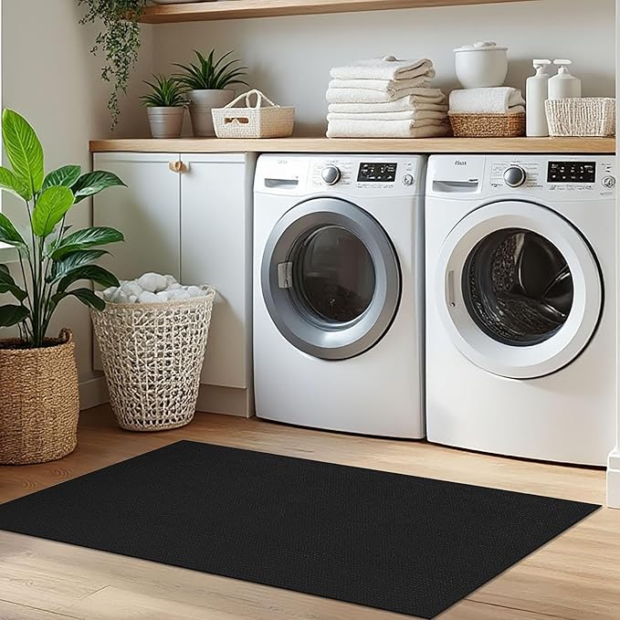 IOHOUZE Washable Runner Rug 2x5 Non Slip Runners for Hallways Entryway Runner Indoor, Kitchen Throw Rug Woven Cotton Floor Carpet for Hall Entrance Bedroom, Black/Grey