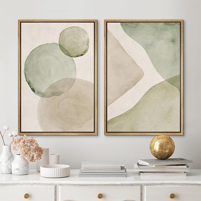 MUDECOR Framed Canvas Print Wall Art Dynamic White Brushstroke Abstract Illustrations Modern Art Decorative Bohemian Colorful Chic for Living Room, Bedroom, Office - 16"x24"x2 Natural