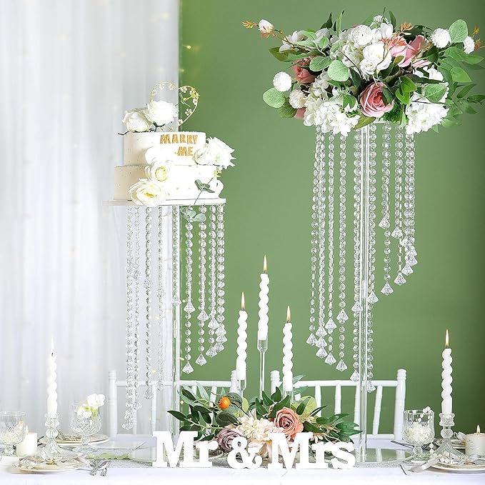 Wedding Centerpieces Decoration Flower Vase, Elegant Acrylic Crystal Stand -2 Pcs 23.6inch High Party Tables Decorations, Dining Table Chandelier Centerpiece Stands