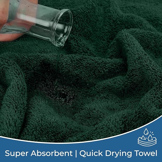 Dan River 100% Ring Spun Cotton 3-Piece Towel Set, Hunter Green, Bath Towel, Hand Towel and Washcloths, 550 GSM - Soft, Absorbent Quick Dry Cotton Towels for Bathroom, Spa, and Gym