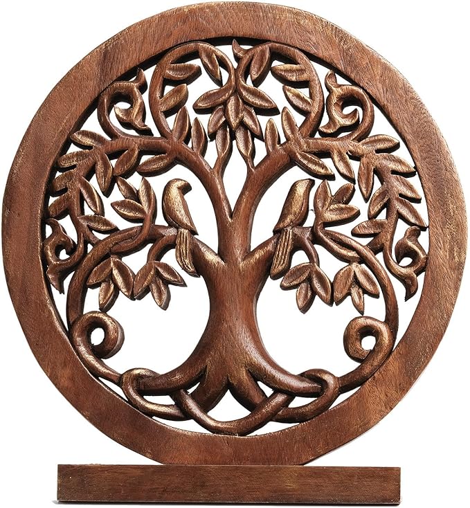 Decozen Solid Wood Tree of Life Sculpture - Home Decor, Living Room, Boho, Shelf, Coffee Table, Centerpiece Table Decorations, Mantle, Dining Table Centerpiece, Bathroom Shelf, Entryway, Farmhouse