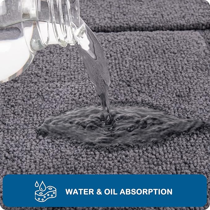 PURRUGS Machine Washable Kitchen Rug 24" x 35.5", Non-Slip/Skid Kitchen Runner Rugs & Floor Mats, Super Absorbent Soft Standing Mats for Kitchen, Sink & Laundry, Grey