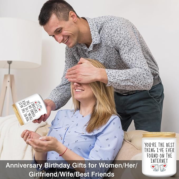 Homsolver Anniversary Birthday Wedding Gifts for Him Her, Funny Romantic Birthday Gifts for Women, Men, Boyfriend, Girlfriend, Wife, Best Friends, Funny Lavender Candle