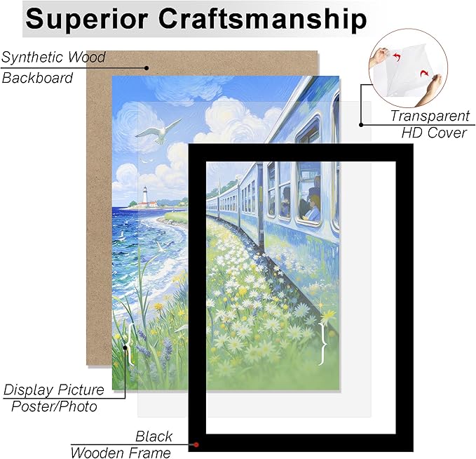 KTKDE 16x24 Picture Frame Wooden Black 3 Pack,Poster Frames with Polished Plexiglass, Wall Hanging Large Studio Gallery Photo Frames Decorating for Minimalist Style Suitable,Any style Best gift