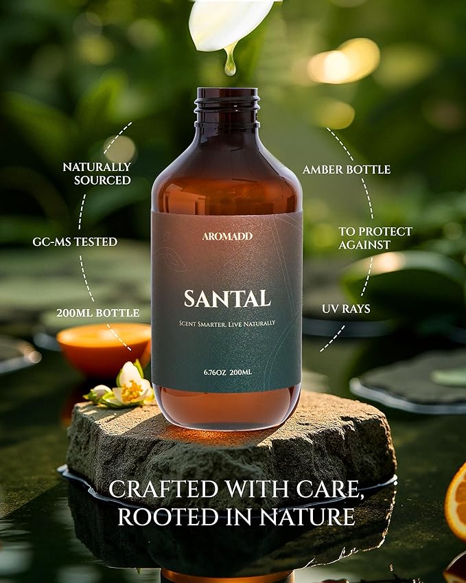 Hotel Scents Diffuser Oil Santal, Luxury Essential Oils for Waterless Diffuser, Aromatherapy Hotel Diffuser Oil for Home & Office, Long-Lasting Air Freshener - 6.76 fl oz (200 mL)
