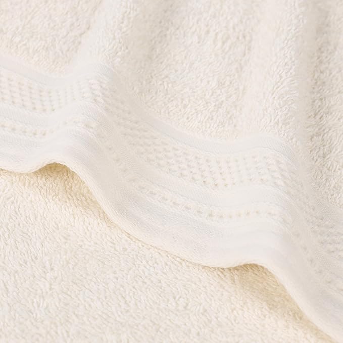 Superior Honeycomb Cotton Medium Weight Towels, for Guest Bath, Master Bathroom, Shower, Kitchen, Quick Dry, Adults, Home Essentials, Textured Waffle Border, Towel Set, Hand Towels, Set of 6, Ivory