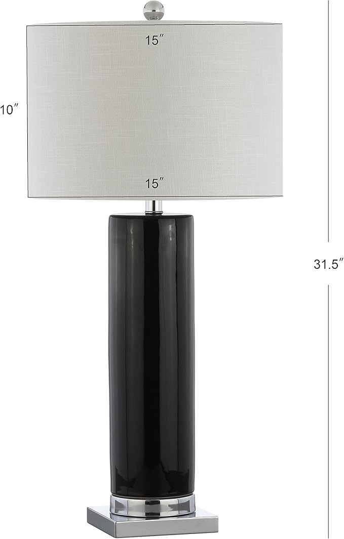 JONATHAN Y JYL8021B Dallas 31.5" Ceramic LED Table Lamp Contemporary Transitional Bedside Desk Nightstand Lamp for Bedroom Living Room Office College Bookcase LED Bulb Included, Black/Chrome