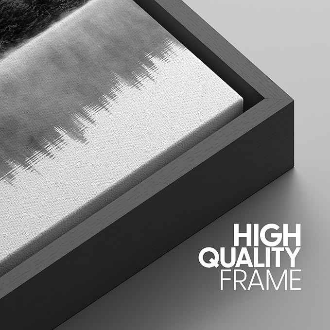 SIGNWIN 3 Piece Framed Canvas Wall Art Woodland Nursery Decor Black and White Forest with Lake Nature Abstract Traditional Home Artwork Decoration for Living Room,Bedroom - 24"x36"x3 Black