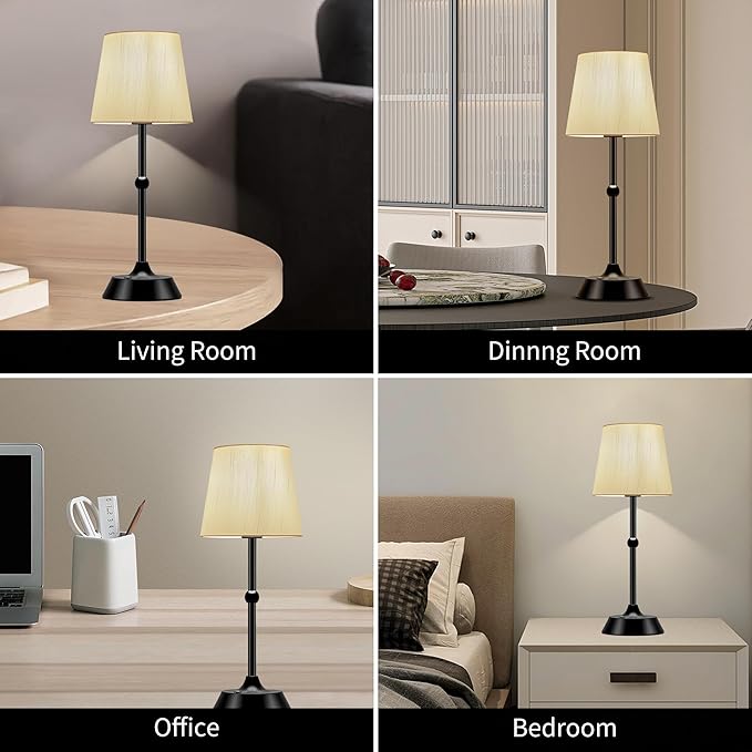 LED Cordless Table Lamp,Rechargeable 6000mA Battery Operated Portable Black Desk Lamp,Dimmable Touch Control Table Lamp,for Restaurant/Patio/Outdoor.(LED Bulb Included)