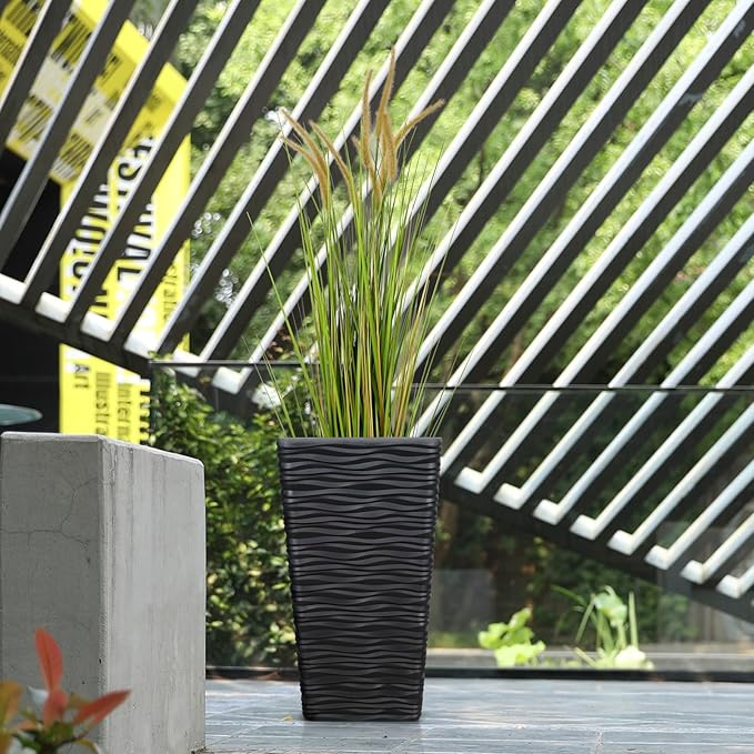 KOL Artificial 4ft Horsetail Reed Grass, 47.2in Artificial Indoor Outdoor Fake Grass Plant, Home Office Wedding Decorative Artificial Plants & Flowers in Pot Faux Plant Greenery, Housewarming Gift