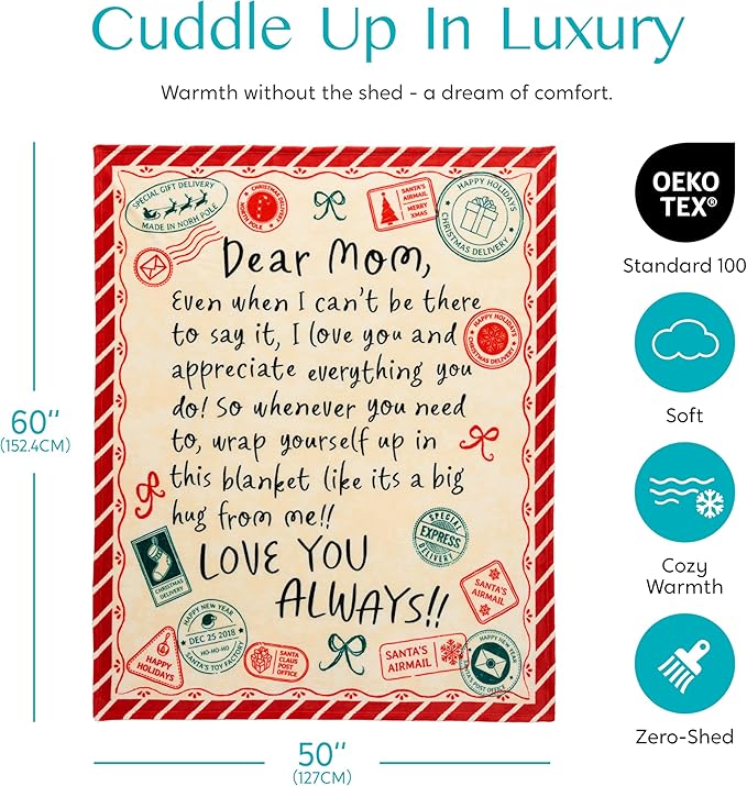 Joiedomi Birthday Gifts for Mom Soft Flannel Mom Blanket for Women Wife Grandma Mothers Day Anniversary Present from Daughter Son 50" x 60" Red