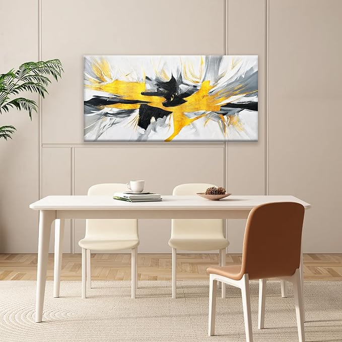 TAIJXAGSG Abstract Black And Gold Wall Art Painting Canvas Art Wall Decor 20 x 40 Inch Decorations Gold And White Wall Art Office Decor Canvas Picture Artwork For Bedroom Kitchen Home Artwork