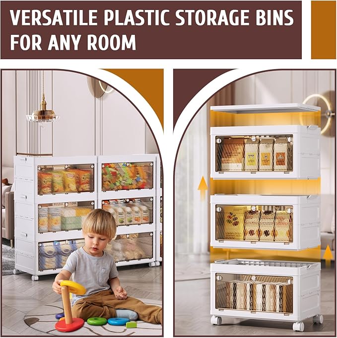 QudraKast 3-Tier Stackable Plastic Storage Bins - 67QT Stackable Storage Bins - Closet Organization and Storage, Suitable for Bedroom, Organization and Storage Boxes for Study, Toy Room, Office