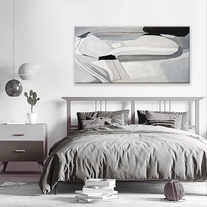 TAIJXAGSG Canvas Art Wall Decor Abstract Wall Art For Living Room Modern Canvas Abstract Wall Decor Prints Pictures For Wall White Wall Art For Hotel Home Wall Decor 24x48 Inch